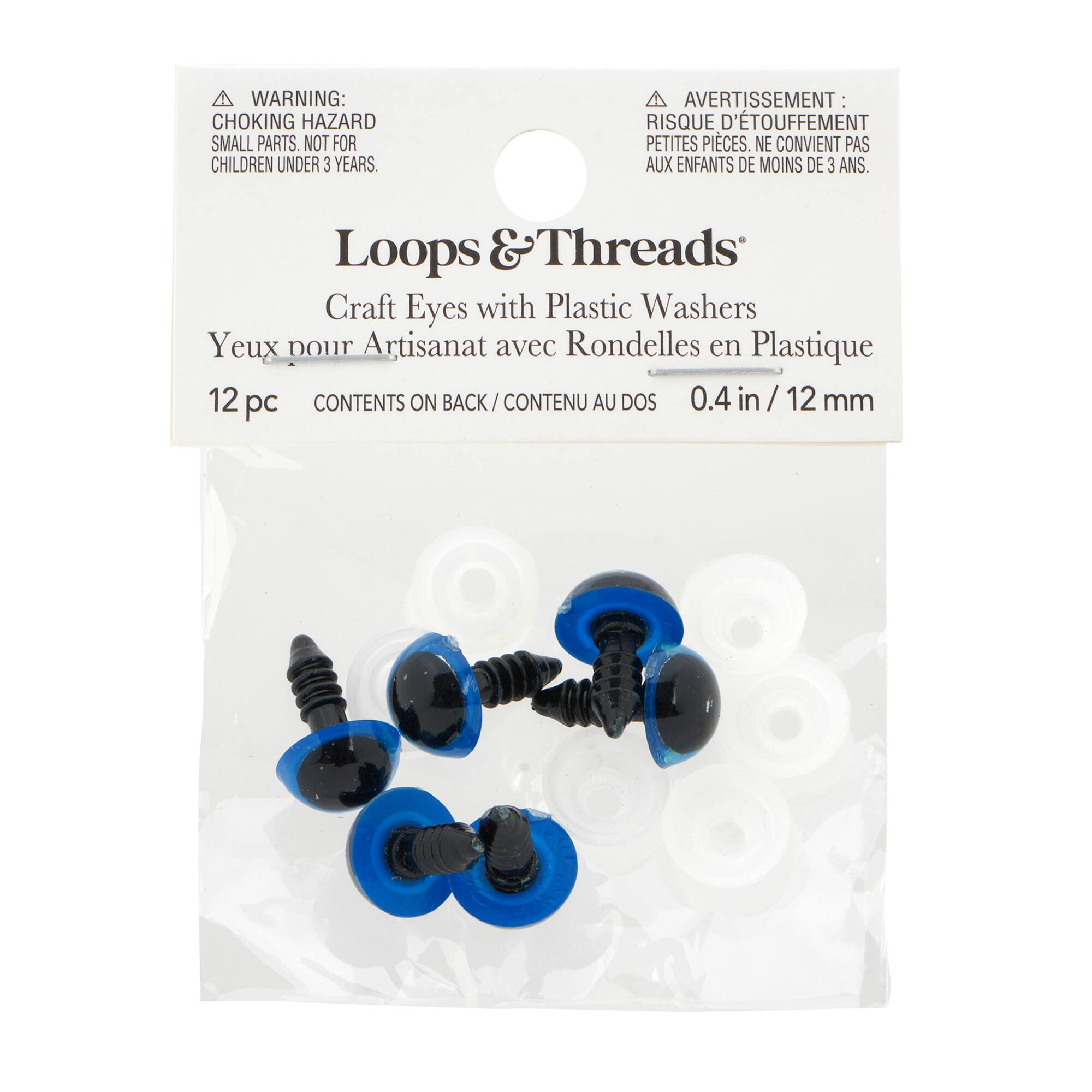 12 Packs: 6 ct. (72 total) 12mm Blue Craft Eyes by Loops & Threads®